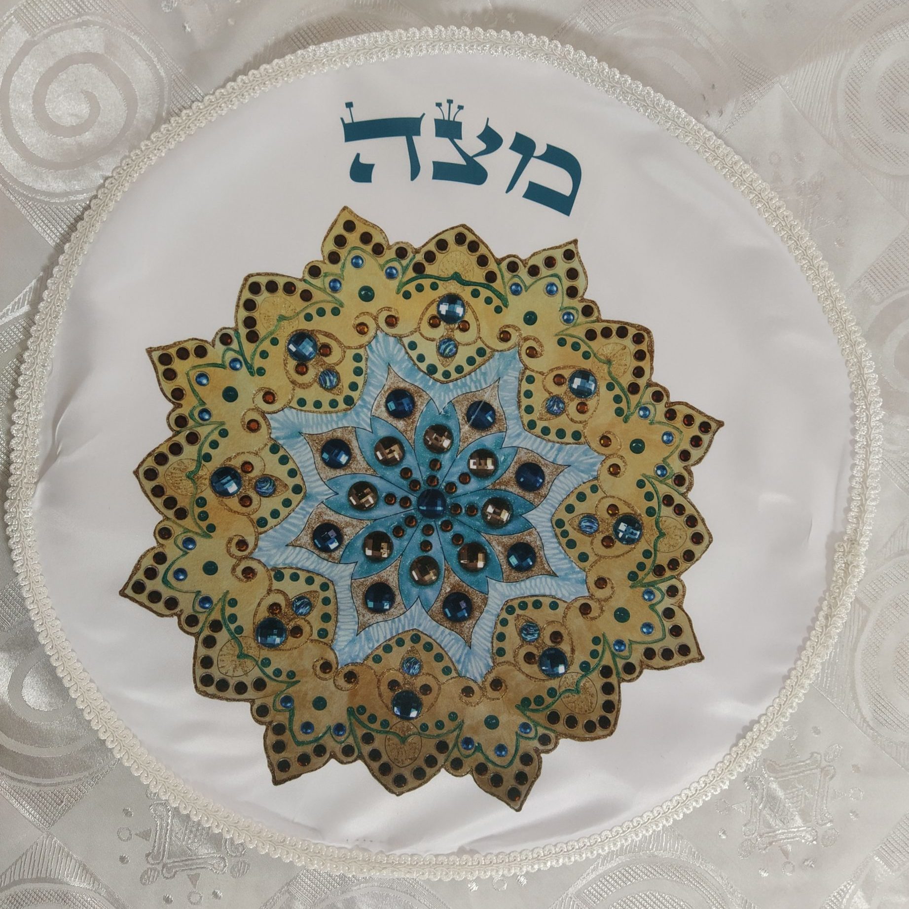 מצה קריסטלים זהב טורקיז