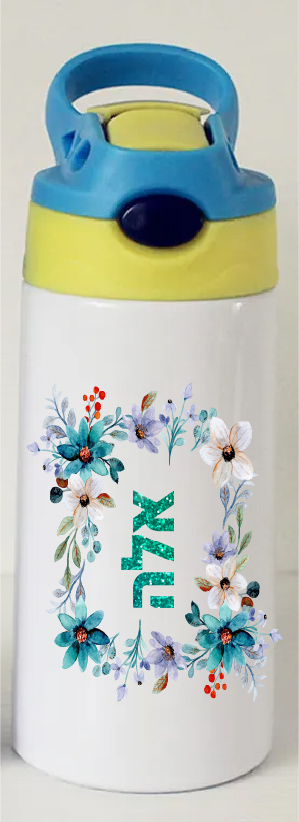 בקבוק דגם פרחי טורקיז