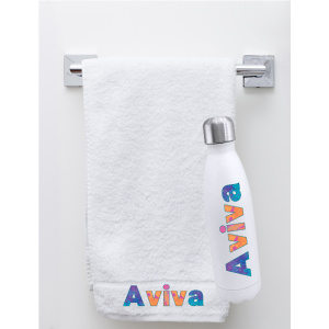 מבחר סט מגבת רחצה ובקבוק נירוסטה