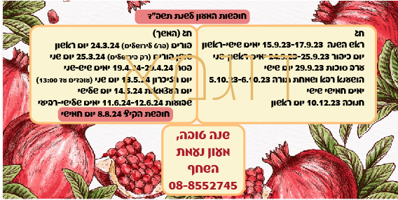 מגנט עם חופשות הגן 'רימונים'