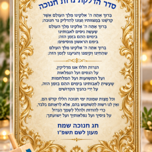 סדר הדלקת נרות חנוכה דגם לשם